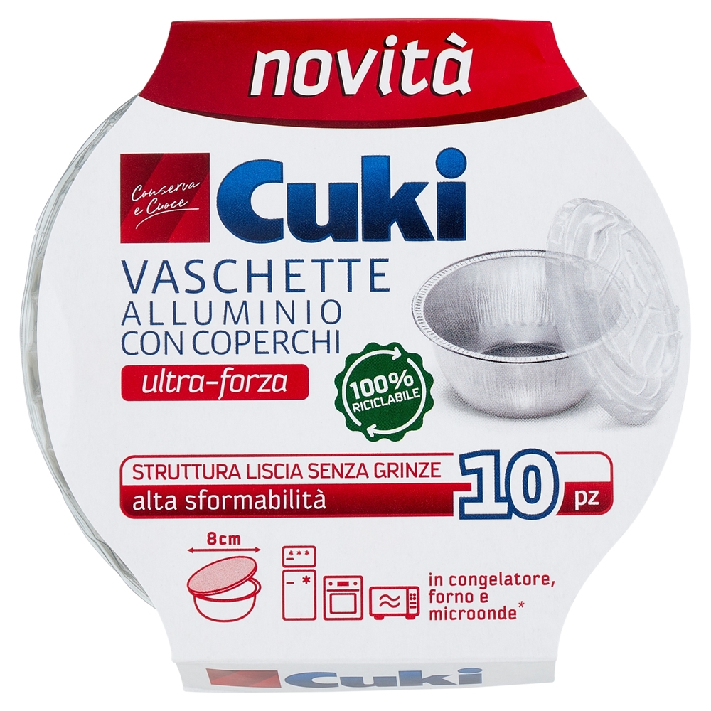 Cuki Conserva e Cuoce Vaschette Alluminio con Coperchi ultra-forza 8cm 10 pz